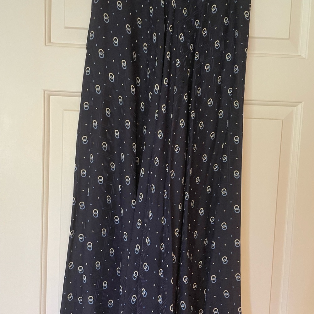 Ralph Lauren  Navy Silk Skirt with Gold, white and Blue Accents